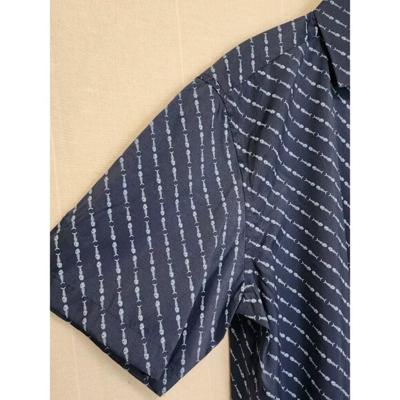 Charleston Threads Mens Short Sleeve Shirt Fish Bone Print Blue Size Large - Picture 5 of 6